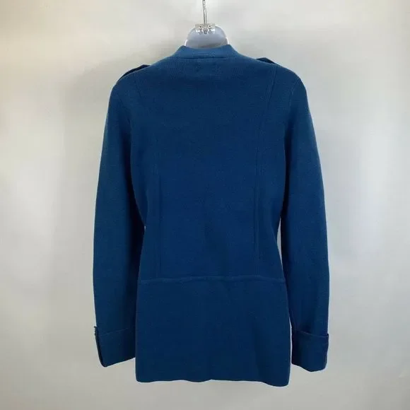 Chicos Blue Button Front Knit Jacket - Picture 3 of 5